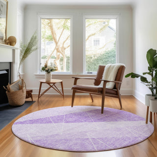 Piper Looms Mayfield Modern AMF706 Lavender Machine Washable Area Rug Round Lifestyle Image Feature