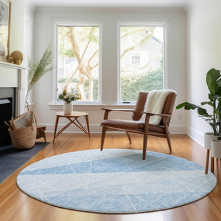 Piper Looms Mayfield Modern AMF706 Sky Machine Washable Area Rug Round Lifestyle Image Feature