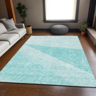 Piper Looms Mayfield Modern AMF706 Teal Machine Washable Area Rug Lifestyle Image Feature