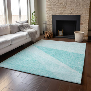 Piper Looms Mayfield Modern AMF706 Teal Machine Washable Area Rug Lifestyle Image Feature