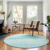 Piper Looms Mayfield Modern AMF706 Teal Machine Washable Area Rug Round Lifestyle Image Feature
