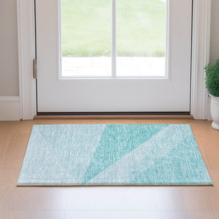 Piper Looms Mayfield Modern AMF706 Teal Machine Washable Area Rug Scatter Lifestyle Image Feature