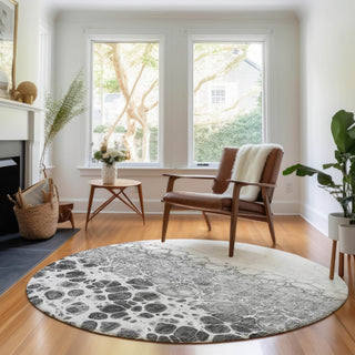 Piper Looms Mayfield Abstract AMF707 Gray Machine Washable Area Rug Round Lifestyle Image Feature