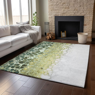 Piper Looms Mayfield Abstract AMF707 Olive Machine Washable Area Rug Lifestyle Image Feature