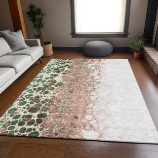 Piper Looms Mayfield Abstract AMF707 Salmon Machine Washable Area Rug Lifestyle Image Feature