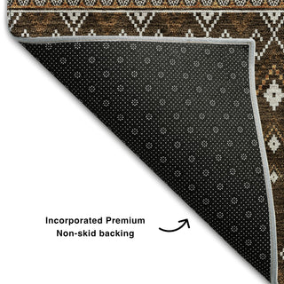 Piper Looms Mayfield Boho AMF708 Chocolate Machine Washable Area Rug Backing Image