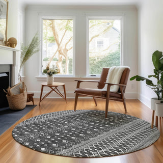 Piper Looms Mayfield Boho AMF708 Gray Machine Washable Area Rug Round Lifestyle Image Feature