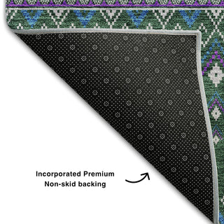 Piper Looms Mayfield Boho AMF708 Green Machine Washable Area Rug Backing Image