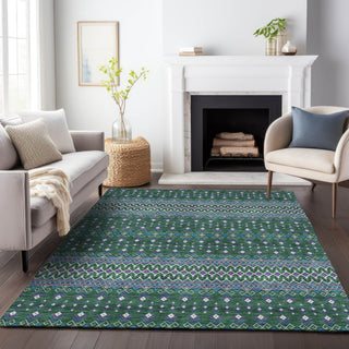 Piper Looms Mayfield Boho AMF708 Green Machine Washable Area Rug Lifestyle Image Feature