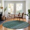 Piper Looms Mayfield Boho AMF708 Green Machine Washable Area Rug Round Lifestyle Image Feature