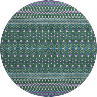 Piper Looms Mayfield Boho AMF708 Green Machine Washable Area Rug Round Main Image
