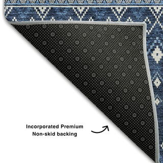 Piper Looms Mayfield Boho AMF708 Navy Machine Washable Area Rug Backing Image