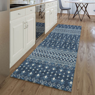 Piper Looms Mayfield Boho AMF708 Navy Machine Washable Area Rug Runner Lifestyle Image Feature
