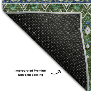 Piper Looms Mayfield Boho AMF708 Olive Machine Washable Area Rug Backing Image