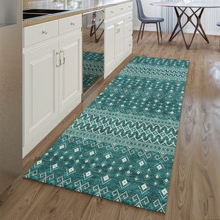 Piper Looms Mayfield Boho AMF708 Teal Machine Washable Area Rug Runner Lifestyle Image Feature
