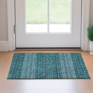 Piper Looms Mayfield Boho AMF708 Teal Machine Washable Area Rug Scatter Lifestyle Image Feature