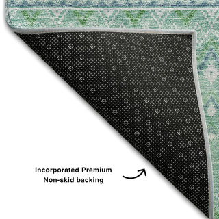Piper Looms Mayfield Boho AMF709 Aqua Machine Washable Area Rug Backing Image