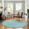 Piper Looms Mayfield Boho AMF709 Aqua Machine Washable Area Rug Round Lifestyle Image Feature