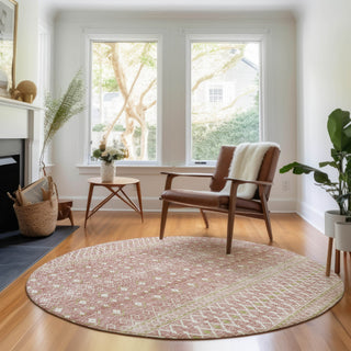 Piper Looms Mayfield Boho AMF709 Blush Machine Washable Area Rug Round Lifestyle Image Feature