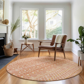 Piper Looms Mayfield Boho AMF709 Salmon Machine Washable Area Rug Round Lifestyle Image Feature