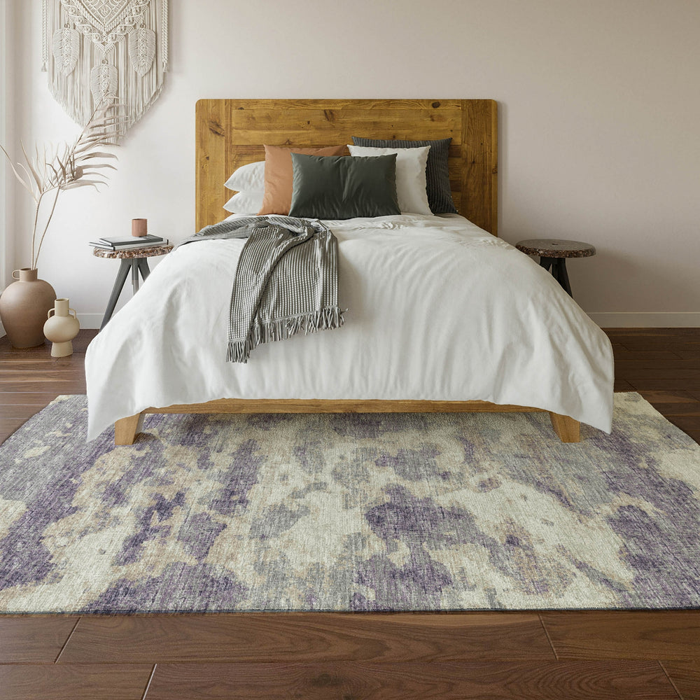 Piper Looms Mayfield Soft Abstract AMF71 Purple Machine Washable Area Rug Lifestyle Image Feature
