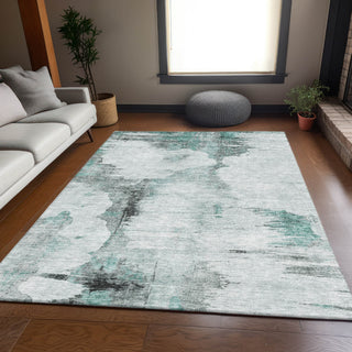 Piper Looms Mayfield Modern AMF710 Teal Machine Washable Area Rug Lifestyle Image Feature