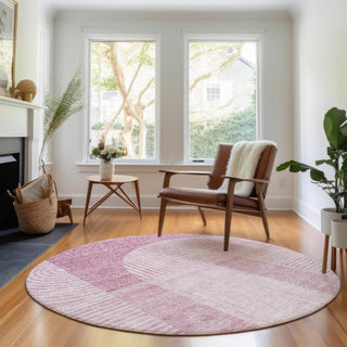 Piper Looms Mayfield Art Deco AMF711 Blush Machine Washable Area Rug Round Lifestyle Image Feature