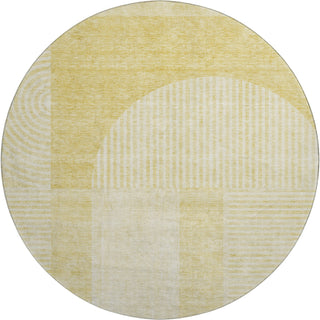 Piper Looms Mayfield Art Deco AMF711 Gold Machine Washable Area Rug Round Main Image