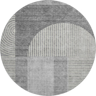 Piper Looms Mayfield Art Deco AMF711 Gray Machine Washable Area Rug Round Main Image