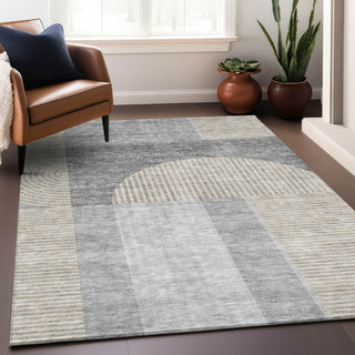 Piper Looms Mayfield Art Deco AMF711 Silver Machine Washable Area Rug Lifestyle Image Feature