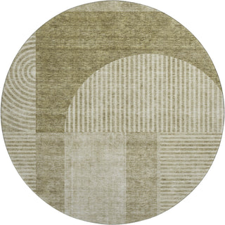 Piper Looms Mayfield Art Deco AMF711 Taupe Machine Washable Area Rug Round Main Image