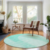 Piper Looms Mayfield Art Deco AMF711 Teal Machine Washable Area Rug Round Lifestyle Image Feature