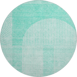 Piper Looms Mayfield Art Deco AMF711 Teal Machine Washable Area Rug Round Main Image