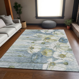 Piper Looms Mayfield Floral AMF712 Blue Machine Washable Area Rug Lifestyle Image Feature