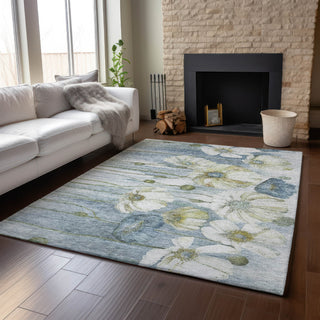 Piper Looms Mayfield Floral AMF712 Blue Machine Washable Area Rug Lifestyle Image Feature