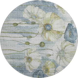 Piper Looms Mayfield Floral AMF712 Blue Machine Washable Area Rug Round Main Image