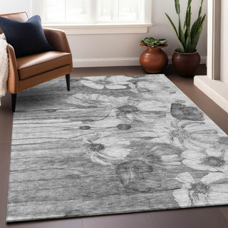 Piper Looms Mayfield Floral AMF712 Gray Machine Washable Area Rug Lifestyle Image Feature