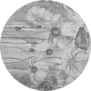 Piper Looms Mayfield Floral AMF712 Gray Machine Washable Area Rug Round Main Image