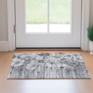Piper Looms Mayfield Floral AMF712 Gray Machine Washable Area Rug Scatter Lifestyle Image Feature