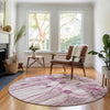 Piper Looms Mayfield Floral AMF712 Plum Machine Washable Area Rug Round Lifestyle Image Feature