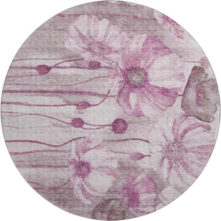 Piper Looms Mayfield Floral AMF712 Plum Machine Washable Area Rug Round Main Image