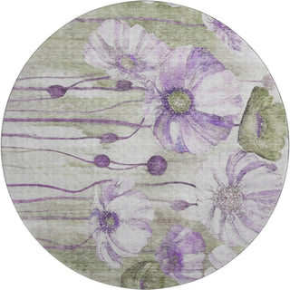 Piper Looms Mayfield Floral AMF712 Purple Machine Washable Area Rug Round Main Image
