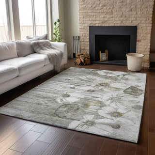 Piper Looms Mayfield Floral AMF712 Taupe Machine Washable Area Rug Lifestyle Image Feature