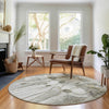 Piper Looms Mayfield Floral AMF712 Taupe Machine Washable Area Rug Round Lifestyle Image Feature