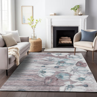 Piper Looms Mayfield Floral AMF712 Teal Machine Washable Area Rug Lifestyle Image Feature