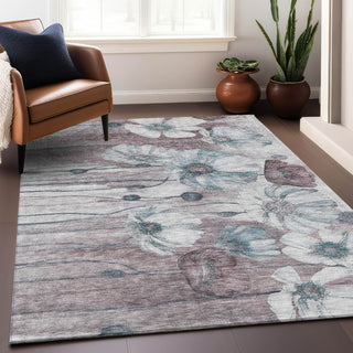 Piper Looms Mayfield Floral AMF712 Teal Machine Washable Area Rug Lifestyle Image Feature