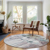 Piper Looms Mayfield Floral AMF712 Teal Machine Washable Area Rug Round Lifestyle Image Feature