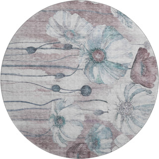 Piper Looms Mayfield Floral AMF712 Teal Machine Washable Area Rug Round Main Image