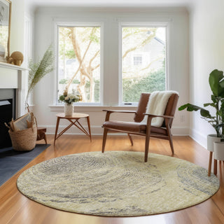 Piper Looms Mayfield Woodgrain AMF713 Beige Machine Washable Area Rug Round Lifestyle Image Feature