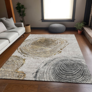 Piper Looms Mayfield Woodgrain AMF713 Taupe Machine Washable Area Rug Lifestyle Image Feature